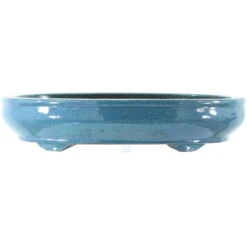 Bonsaischale 34x26.5x7cm Hellblau Oval Glasiert
