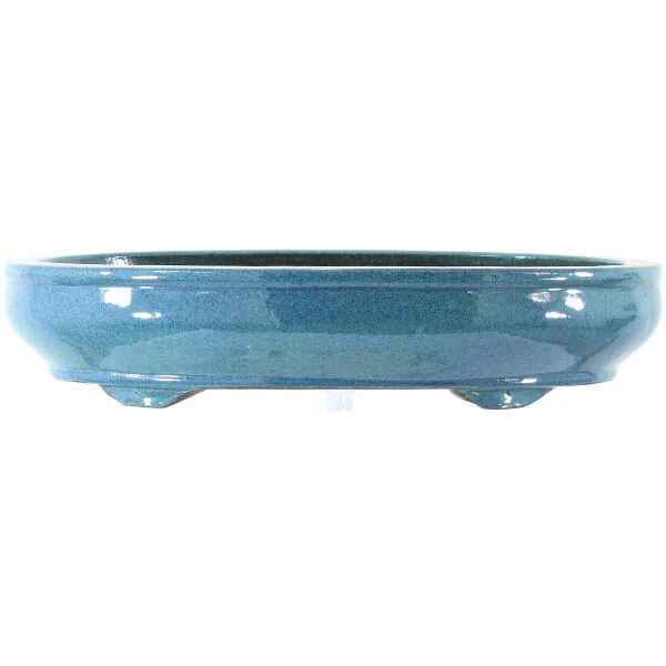 Bonsaischale 34x26.5x7cm Hellblau Oval Glasiert