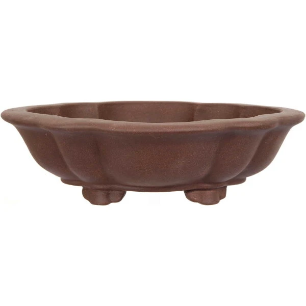 Bonsaischale 36x31x10.5cm Braun Lotusförmig Unglasiert