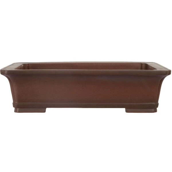 Bonsaischale 36.5x29.5x9cm Antik-Braun Rechteckig Unglasiert