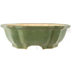 Bonsaischale 39x39x12.5cm Grün Sechseckig Glasiert