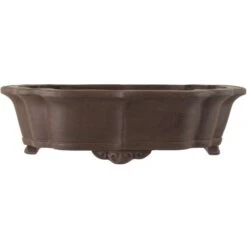 Bonsaischale 47x37.5x13cm Dunkelbraun Lotusförmig Unglasiert