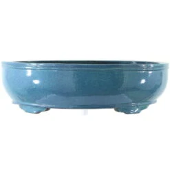 Bonsaischale 49x37x14cm Hellblau Oval Glasiert