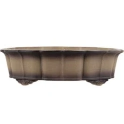 Bonsaischale 57.5x45.5x15cm Antik-Grau Oval Unglasiert