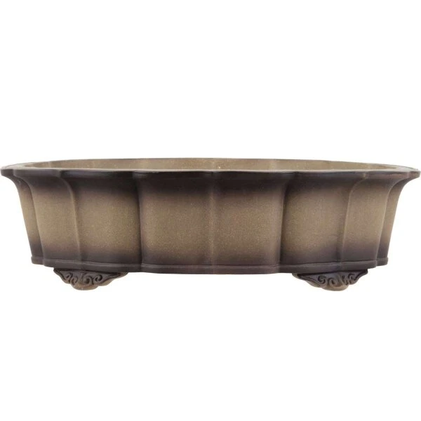 Bonsaischale 57.5x45.5x15cm Antik-Grau Oval Unglasiert