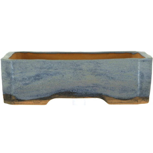 Bonsaischale 23x17.5x7cm Stahlblau Achteckig Glasiert – Bild 2