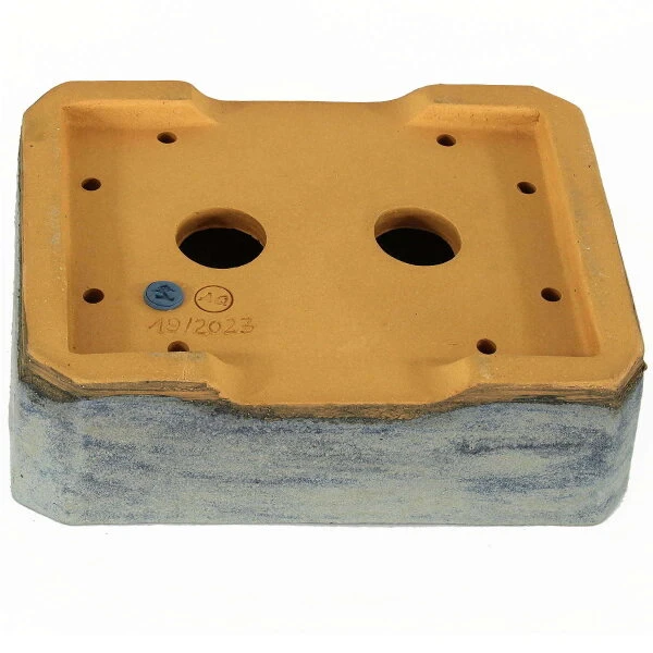 Bonsaischale 23x17.5x7cm Stahlblau Achteckig Glasiert – Bild 3