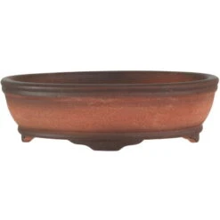 Bonsaischale 15x11x4.5cm Antik-Rotbraun Oval Unglasiert