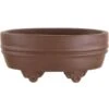 Bonsaischale 9x5.6x3.8cm Handarbeit Dunkelbraun Oval Unglasiert