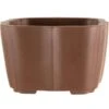 Bonsaischale 9.5x9.5x6cm Handarbeit Braun Quadratisch Unglasiert