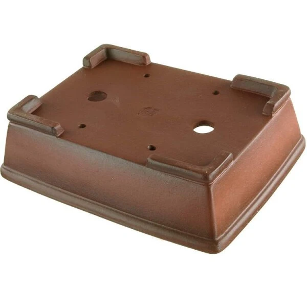 Bonsaischale 14x10.5x3.8cm Masteredition Antik Braun Rechteckig Unglasiert – Bild 2